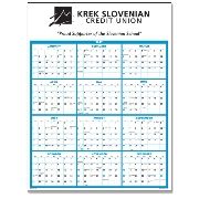 Full Year View Single Sheet Wall Calendar