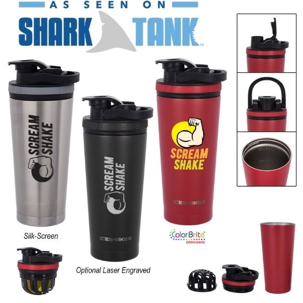 Ice Shaker 26 Oz Tumbler, Insulated Water Bottle with Straw,  Stainless Steel Water Bottle, As Seen on Shark Tank, Water Bottle with  Straw, Black: Tumblers & Water Glasses
