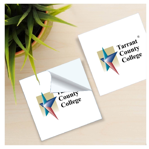 3x3 Glossy Removable White Vinyl Stickers