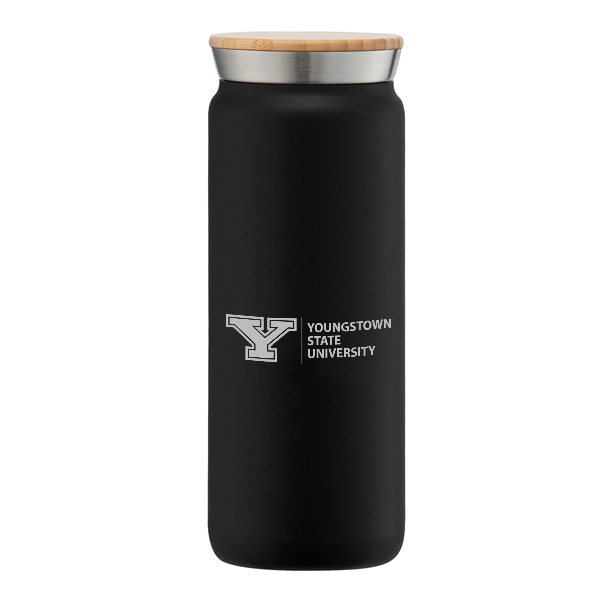 Bamboo Tumbler 16oz - Black  Vacuum Insulated Stainless Steel by